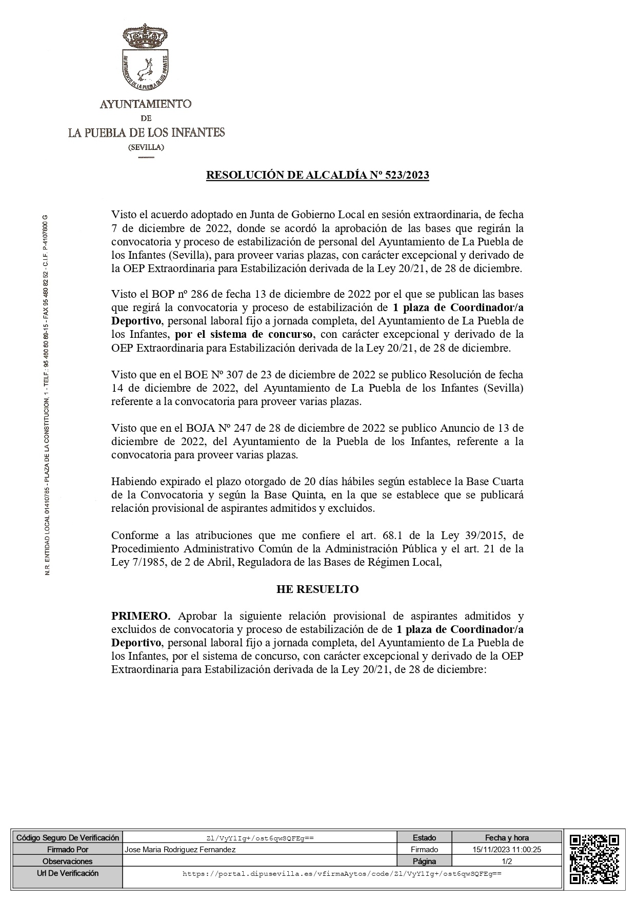 Resolución 523-2023 Lista provisional Admitidos Coordinador Deportivo F_page-0001